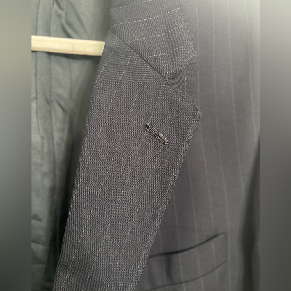 Brooks Brothers Wool Navy Blue gray Pinstripe Blazer Sportcoat Suit Jacket - Picture 5 of 11